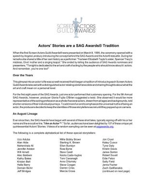 Actors' Stories Are a SAG Awards® Tradition