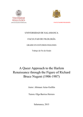 A Queer Approach to the Harlem Renaissance Through the Figure of Richard Bruce Nugent (1906-1987)