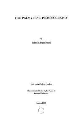 The Palmyrene Prosopography