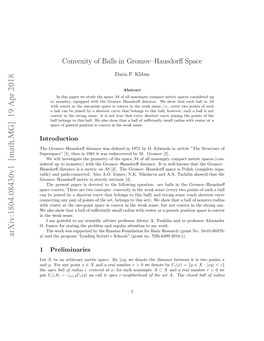 Convexity of Balls in Gromov–Hausdorff Space