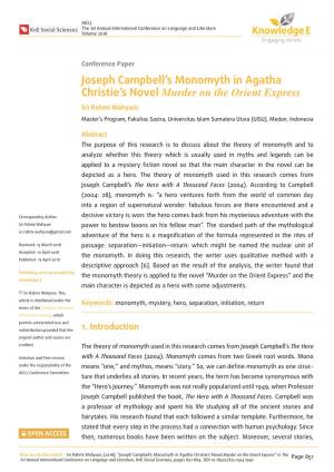 Joseph Campbell's Monomyth in Agatha Christie's Novel Murder On