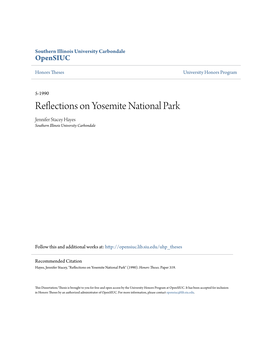 Reflections on Yosemite National Park Jennifer Stacey Hayes Southern Illinois University Carbondale