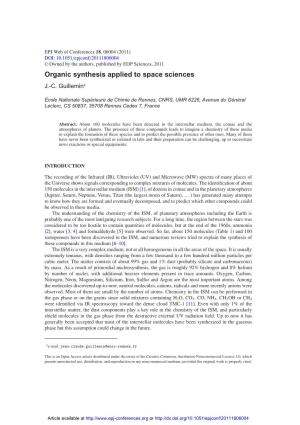 Organic Synthesis Applied to Space Sciences J.-C