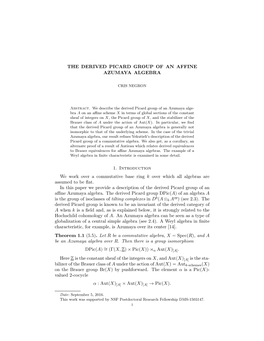 The Derived Picard Group of an Affine Azumaya Algebra 1