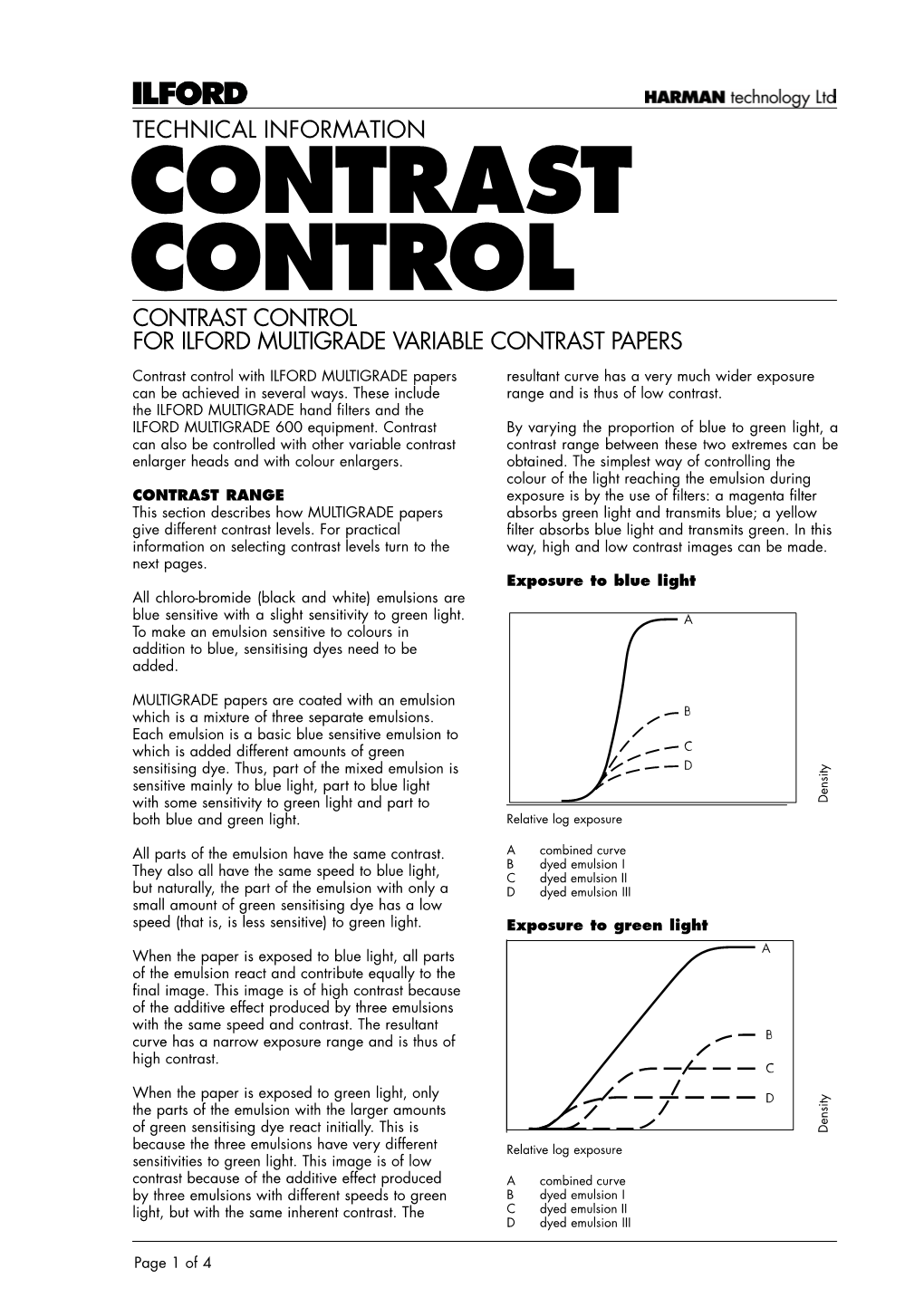 Contrast Control for ILFORD MULTIGRADE Papers