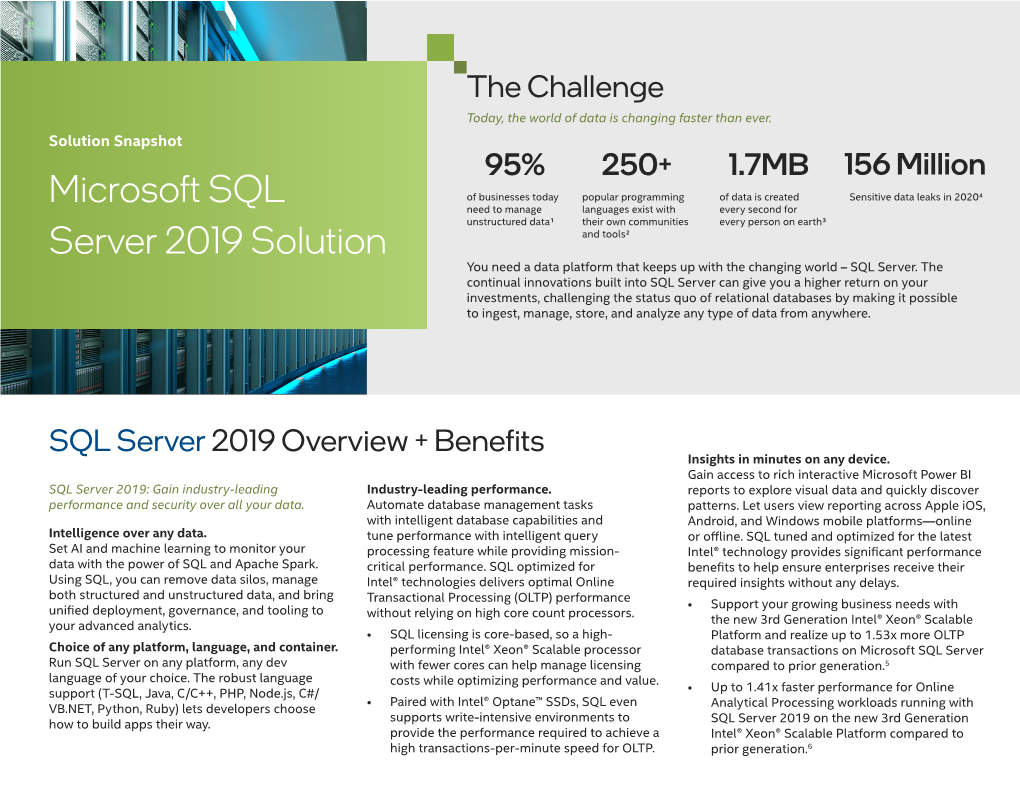 Microsoft SQL Server Solution Snapshot