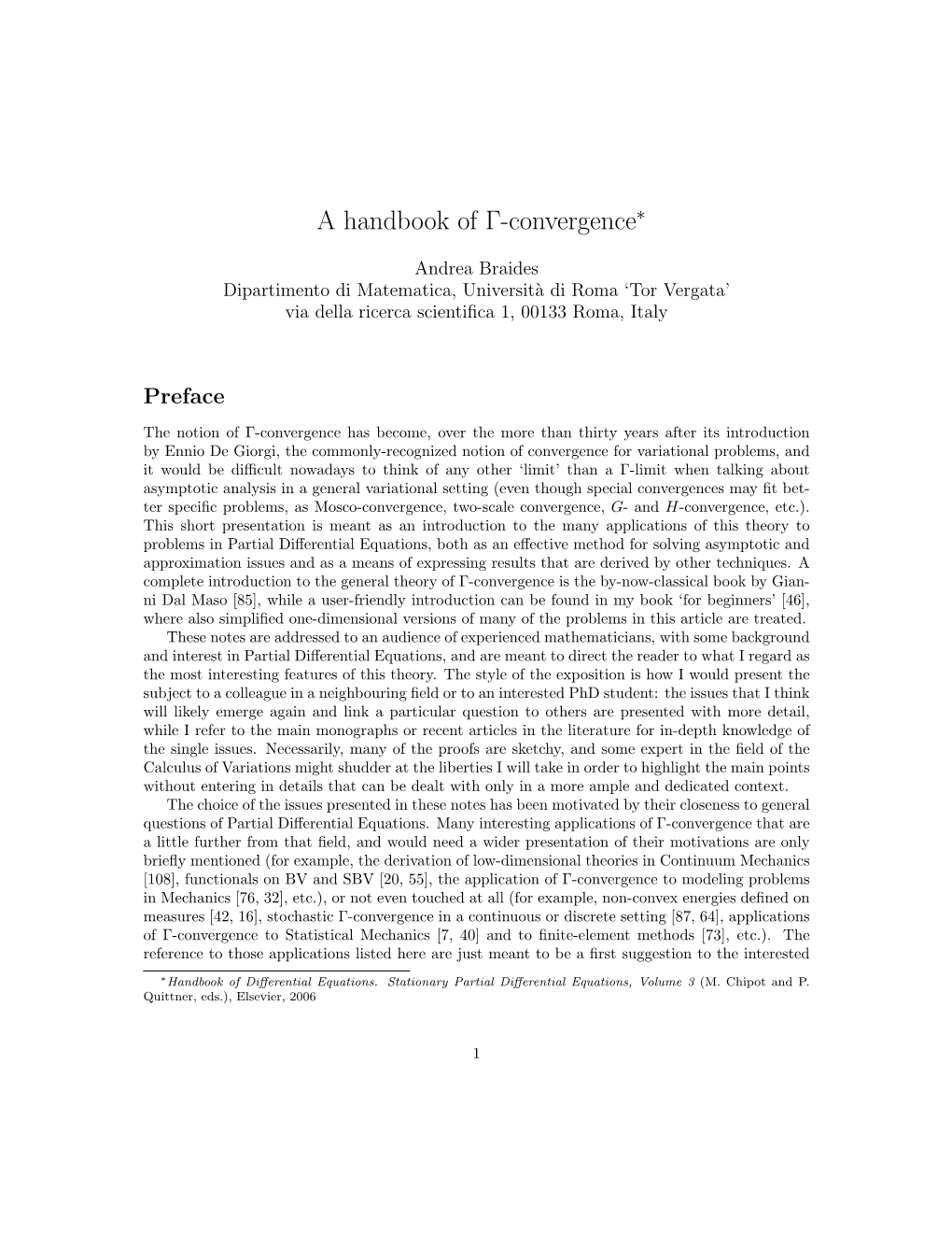 A Handbook of Γ-Convergence∗