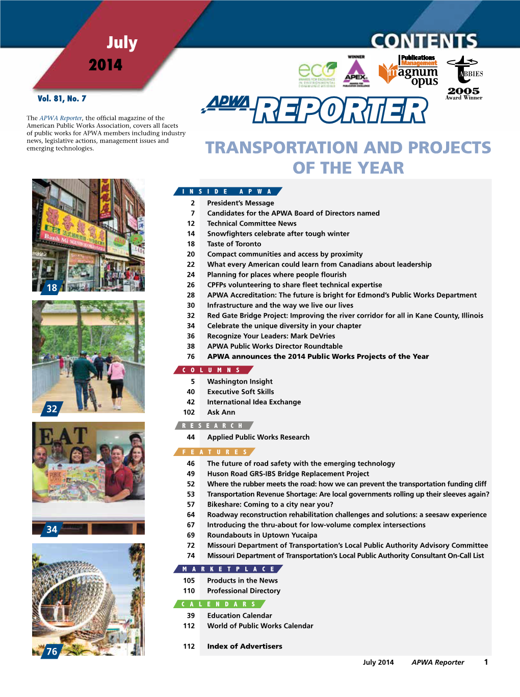 July TRANSPORTATION and PROJECTS of the YEAR