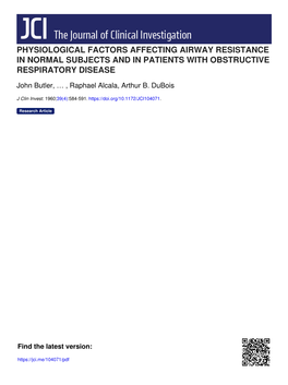Physiological Factors Affecting Airway Resistance in Normal Subjects and in Patients with Obstructive Respiratory Disease