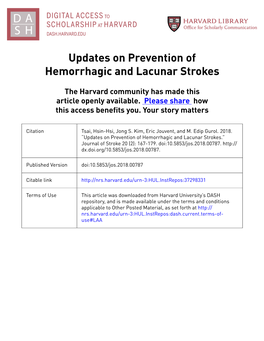 Updates on Prevention of Hemorrhagic and Lacunar Strokes