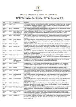 TPTV Schedule September 27Th to October 3Rd