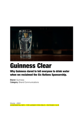 Guinness Clear Why Guinness Dared to Tell Everyone to Drink Water When We Reclaimed the Six Nations Sponsorship