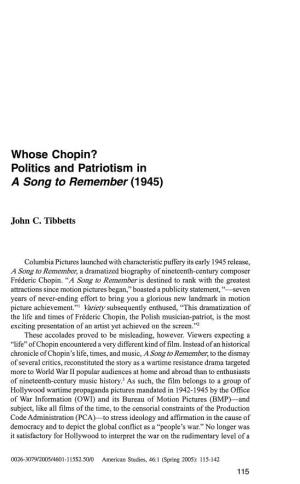 Whose Chopin? Politics and Patriotism in a Song to Remember (1945)