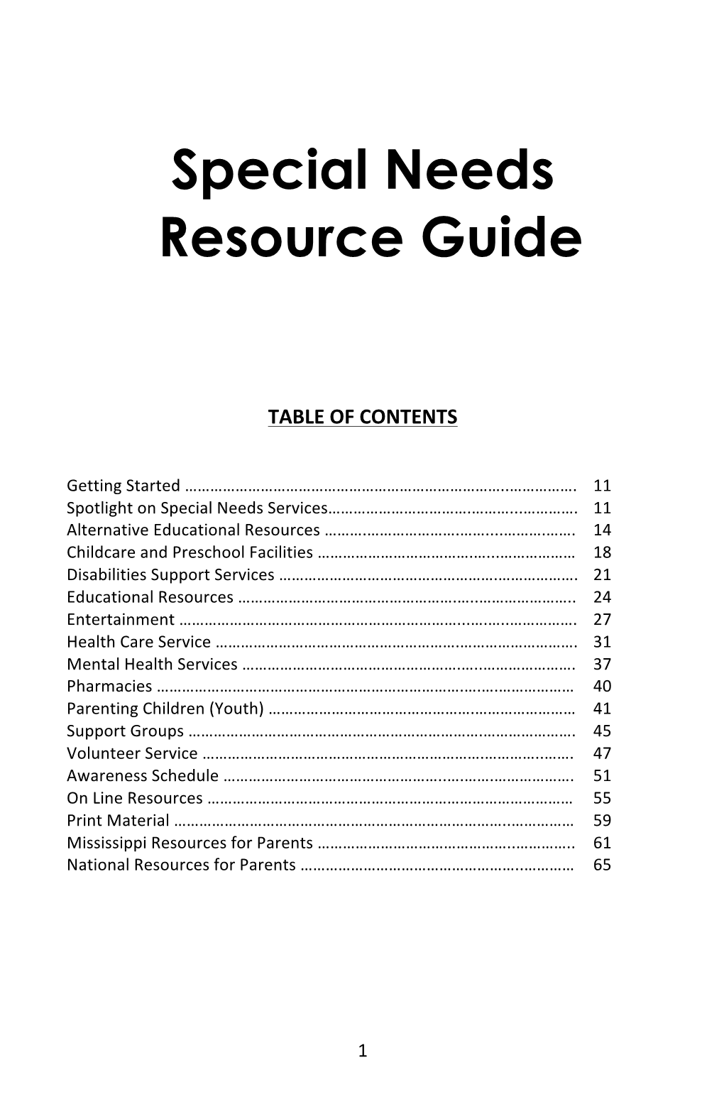 Special Needs Resource Guide
