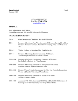 Download Paula England's CV