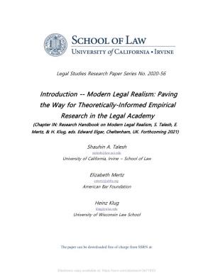 Modern Legal Realism: Paving the Way for Theoretically-Informed Empirical Research in the Legal Academy (Chapter IN: Research Handbook on Modern Legal Realism, S