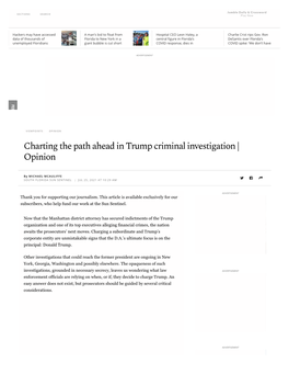 Sun Sentinel Op-Ed Charting the Path Ahead in Trump Criminal Investigation .Pdf