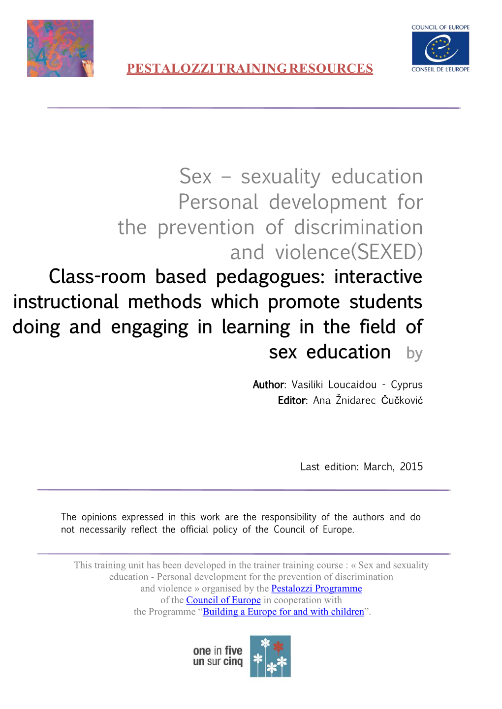 Sex – Sexuality Education Personal Development for the Prevention Of