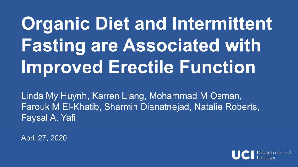 Organic Diet and Intermittent Fasting Are Associated with Improved Erectile Function