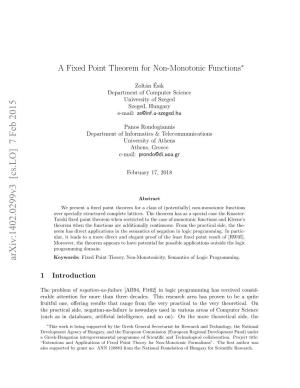 A Fixed Point Theorem for Non-Monotonic Functions