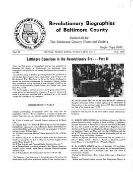 Revolutionary Biographies of Baltimore County