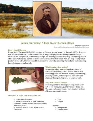 Nature Journaling: a Page from Thoreau's Book