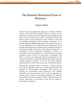 The Quantum Mechanical Frame of Reference