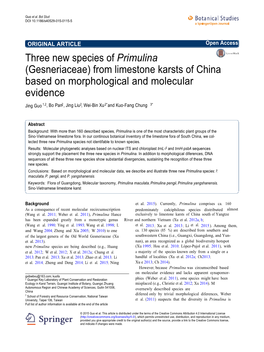 Three New Species of Primulina