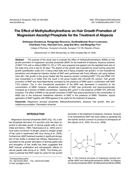 The Effect of Methylsulfonylmethane on Hair Growth Promotion of Magnesium Ascorbyl Phosphate for the Treatment of Alopecia