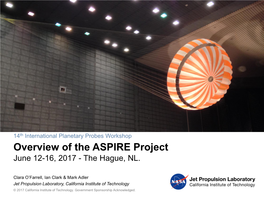 Overview of the ASPIRE Project June 12-16, 2017 - the Hague, NL