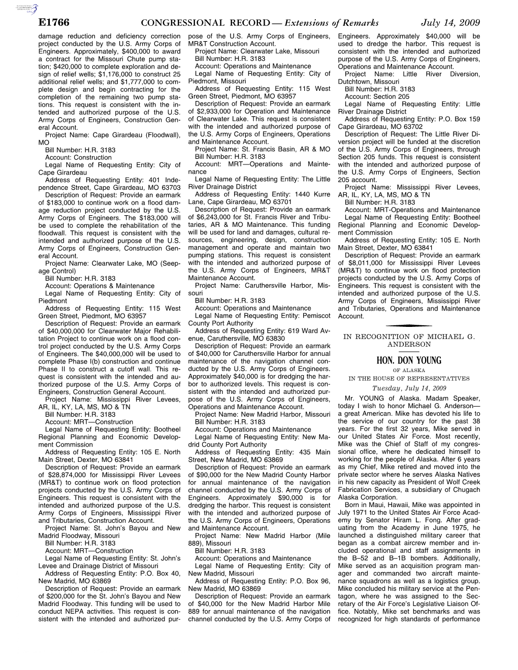 CONGRESSIONAL RECORD— Extensions of Remarks E1766 HON