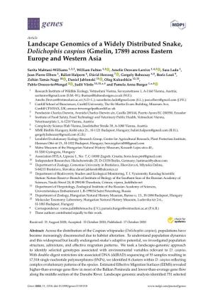 Landscape Genomics of a Widely Distributed Snake, Dolichophis Caspius (Gmelin, 1789) Across Eastern Europe and Western Asia