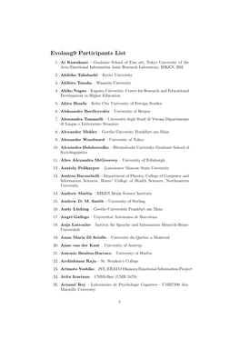 Evolang9 Participants List