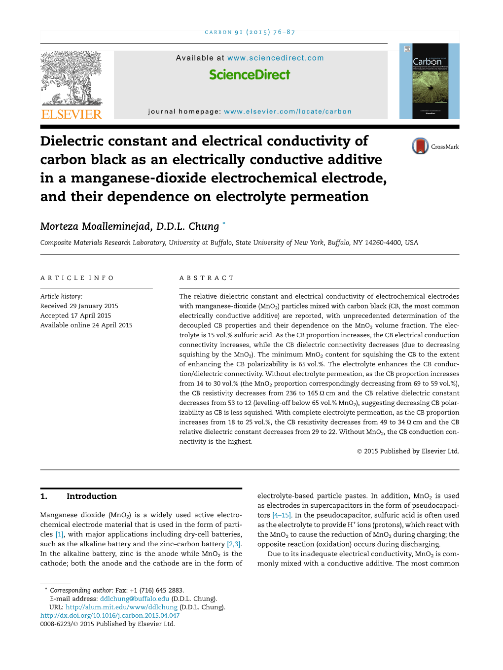 Dielectric Constant and Electrical Conductivity of Carbon Black As An