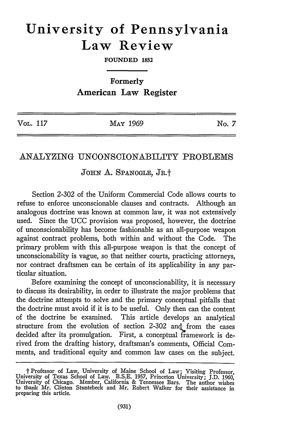 Analyzing Unconscionability Problems