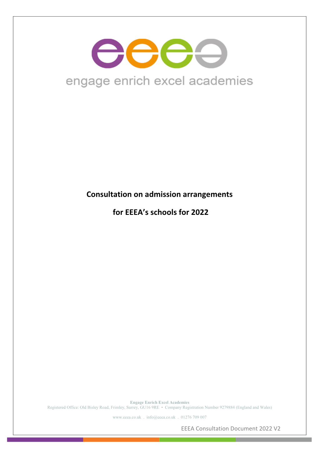 EEEA Consultation Document 2022 V2 Consultation on Admission Arrangements