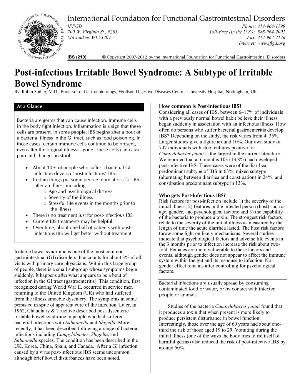 Post-Infectious Irritable Bowel Syndrome