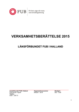 Verksamhetsberättelse 2015 Länsförbundet