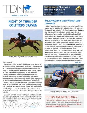 Night of Thunder Colt Tops Craven Cont
