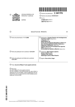 ES 2 349 970 A1 Venta De Fascículos: Oﬁcina Española De Patentes Y Marcas