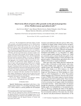 Short-Term Effects of Spent Coffee Grounds on the Physical Properties