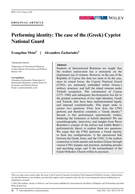 Performing Identity: the Case of the (Greek) Cypriot National Guard