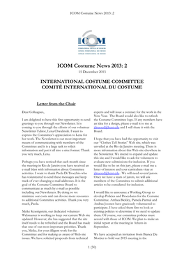ICOM Costume News 2013: 2