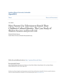 How Parents Use Television to Enrich Their Children's Cultural Identity: the Case Study of Shalom Sesame and Jewish Life