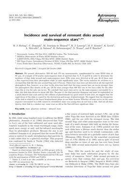 Incidence and Survival of Remnant Disks Around Main-Sequence Stars?,??