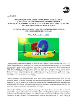 Sesame Street 50 Years of Sunny Days Talent Added 2021