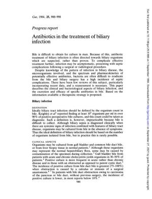 Antibiotics in the Treatment of Biliary Infection