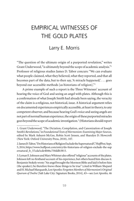 Empirical Witnesses of the Gold Plates