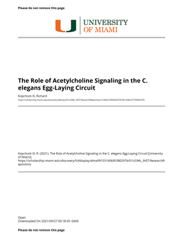 The Role of Acetylcholine Signaling in the C. Elegans Egg-Laying Circuit