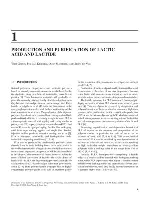 Production and Purification of Lactic Acid and Lactide